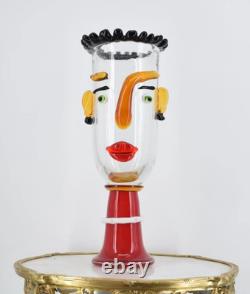 A MURANO Vase STYLE GLASS FIGURINE ABSTRACT Decor Art Bust Blown Italian Rare