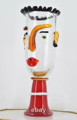 A MURANO Vase STYLE GLASS FIGURINE ABSTRACT Decor Art Bust Blown Italian Rare