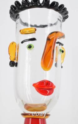 A MURANO Vase STYLE GLASS FIGURINE ABSTRACT Decor Art Bust Blown Italian Rare