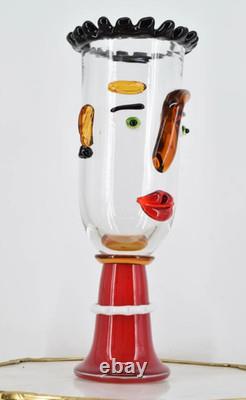 A MURANO Vase STYLE GLASS FIGURINE ABSTRACT Decor Art Bust Blown Italian Rare