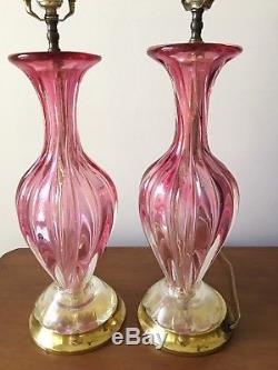 A Pair Mid-Century Barovier e Toso Murano Glass Hand Blown Table Lamp