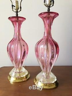 A Pair Mid-Century Barovier e Toso Murano Glass Hand Blown Table Lamp