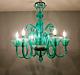 A. V. Mazzega Murano Hand Blown Emerald Glass chandelier Fine Working Cond