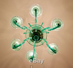 A. V. Mazzega Murano Hand Blown Emerald Glass chandelier Fine Working Cond