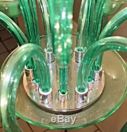 A. V. Mazzega Murano Hand Blown Emerald Glass chandelier Fine Working Cond