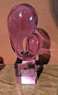 ABSTRACT MURANO ART GLASS SCULPTURE LIVIO SEGUSO 1970 NEODYMIUM signed