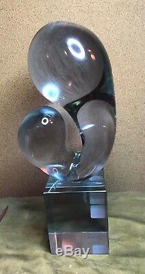 ABSTRACT MURANO ART GLASS SCULPTURE LIVIO SEGUSO 1970 NEODYMIUM signed