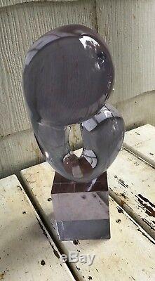 ABSTRACT MURANO ART GLASS SCULPTURE LIVIO SEGUSO 1970 NEODYMIUM signed