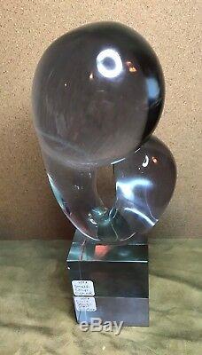 ABSTRACT MURANO ART GLASS SCULPTURE LIVIO SEGUSO 1970 NEODYMIUM signed