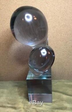 ABSTRACT MURANO ART GLASS SCULPTURE LIVIO SEGUSO 1970 NEODYMIUM signed