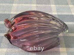 ALFREDO BARBINI Murano Glass Pink Blue Clam Shell Bowl MCM Italy Hand Blown