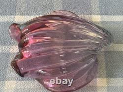 ALFREDO BARBINI Murano Glass Pink Blue Clam Shell Bowl MCM Italy Hand Blown