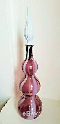 ALROSE MURANO EMPOLI Purple White Candy Stripe Decanter Bottle Italian Glass Art