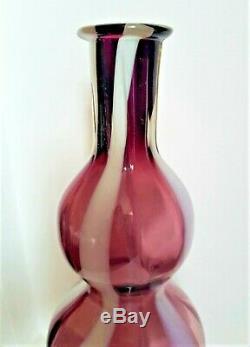 ALROSE MURANO EMPOLI Purple White Candy Stripe Decanter Bottle Italian Glass Art