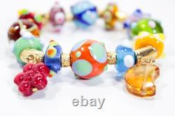 ANTICA MURRINA Hand-Blown Murano Art Glass Vintage Stretch Charm Bracelet
