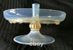 ANTIQUE or VINTAGE VENETIAN Murano TAZZA COMPOTE Aventurine Opalino OPALESCENT