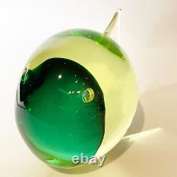 ANTONIO DA ROS Cenedese MURANO Uranium Vaseline Art Glass Fish sculpture Glows