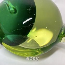 ANTONIO DA ROS Cenedese MURANO Uranium Vaseline Art Glass Fish sculpture Glows