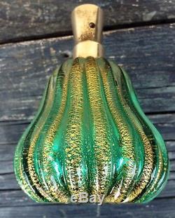 ARCHIMEDE SEGUSO MURANO ITALY GLASS PERFUME BOTTLE, RIBBED AVENTURINE, 1940's