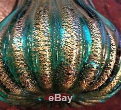 ARCHIMEDE SEGUSO MURANO ITALY GLASS PERFUME BOTTLE, RIBBED AVENTURINE, 1940's