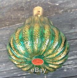 ARCHIMEDE SEGUSO MURANO ITALY GLASS PERFUME BOTTLE, RIBBED AVENTURINE, 1940's