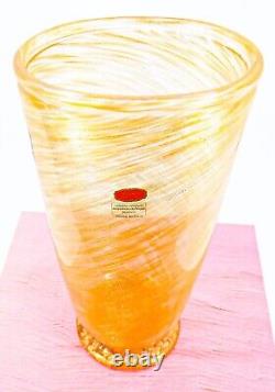 AUTHENTIC GAMBARO & POGGI MURANO ITALY Hand Blown Glass Vase Tall 14 SIGNED