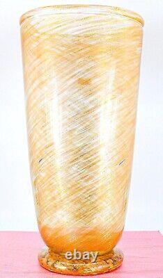 AUTHENTIC GAMBARO & POGGI MURANO ITALY Hand Blown Glass Vase Tall 14 SIGNED