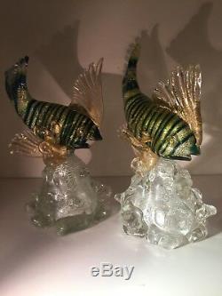 AVEM Murano Glass Hand Blown Figures Of Fish With Orginal AVEM Labels