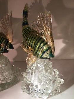 AVEM Murano Glass Hand Blown Figures Of Fish With Orginal AVEM Labels