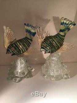 AVEM Murano Glass Hand Blown Figures Of Fish With Orginal AVEM Labels