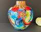 Abstract Millefiori Murano Italy Hand Blown Art Glass 10 Vase Turquoise Red