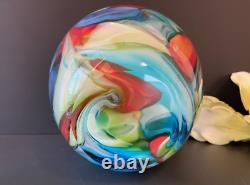 Abstract Millefiori Murano Italy Hand Blown Art Glass 10 Vase Turquoise Red