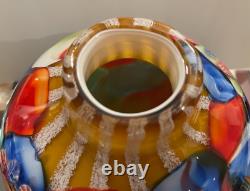Abstract Millefiori Murano Italy Hand Blown Art Glass 10 Vase Turquoise Red