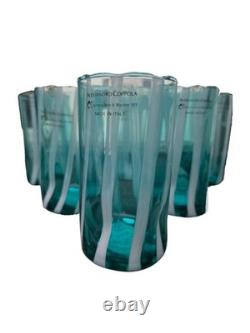 Alessandro Coppola Arte di Murano Italy Hand Blown Glass Tumblers Set of 6 NWT