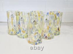 Alessandro Coppola Murano Glass Tumblers Set of 6 Italy 5.8 Hand Blown Art