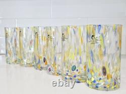 Alessandro Coppola Murano Glass Tumblers Set of 6 Italy 5.8 Hand Blown Art