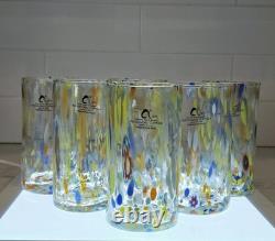 Alessandro Coppola Murano Glass Tumblers Set of 6 Italy 5.8 Hand Blown Art