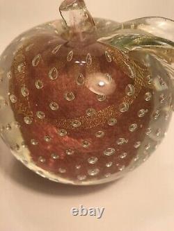Alfredo Barbini Apple & Pear Bookends Bullicante Aventurine Murano Glass Fruit