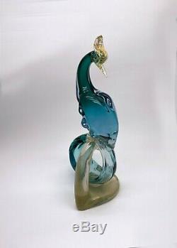 Alfredo Barbini Mid Century Modern Murano Glass Bird Of Paradise 14 1/4