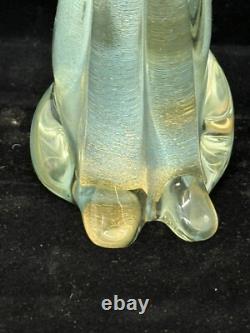 Alfredo Barbini Murano Glass Cat Figurine Turquoise With Gold Flecks Hand blown