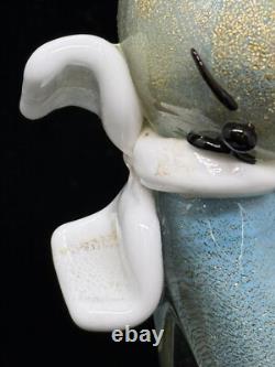 Alfredo Barbini Murano Glass Cat Figurine Turquoise With Gold Flecks Hand blown