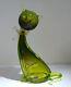 Alfredo Barbini Murano Italian Olive Green Glass Large Cat 20th Century