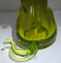 Alfredo Barbini Murano Italian Olive Green Glass Large Cat 20th Century