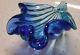 Alfredo Barbini Murano MID Century Art Glass Seashell Bowl Vase Blue Hand Blown