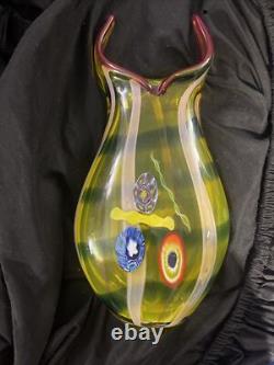 Amazing Murano Hand Blown Art Glass Abstract Italian Vase 14 x 6 Very Rare