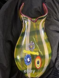 Amazing Murano Hand Blown Art Glass Abstract Italian Vase 14 x 6 Very Rare