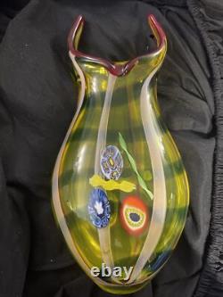 Amazing Murano Hand Blown Art Glass Abstract Italian Vase 14 x 6 Very Rare