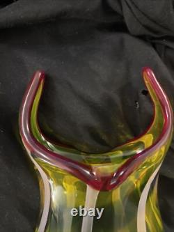 Amazing Murano Hand Blown Art Glass Abstract Italian Vase 14 x 6 Very Rare