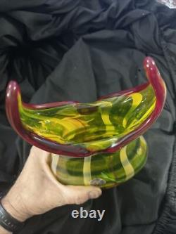 Amazing Murano Hand Blown Art Glass Abstract Italian Vase 14 x 6 Very Rare