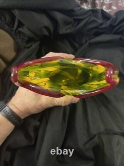 Amazing Murano Hand Blown Art Glass Abstract Italian Vase 14 x 6 Very Rare